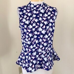 Banana republic factory small blue high neck peplum blouse.